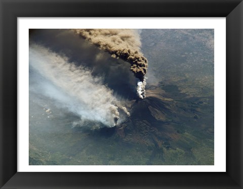 Framed Mt. Etna Eruption seen from the International Space Station Print