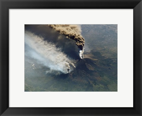 Framed Mt. Etna Eruption seen from the International Space Station Print