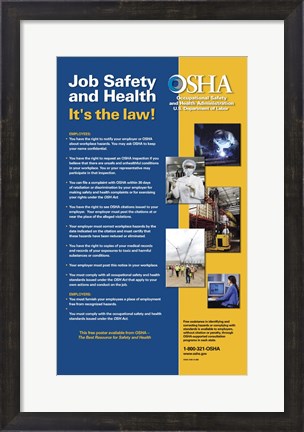 Framed OSHA Job Safety and Health Version 2012 Print