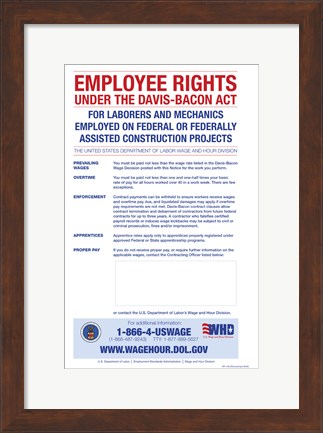 Framed Employee Rights Under the Davis-Bacon Act Print