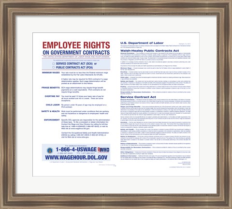 Framed Employee Rights on Government Contracts 2012 Print