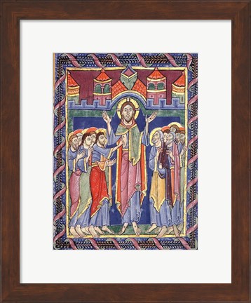 Framed Albani Psalter, appearance of the Risen One on the eighth day Print