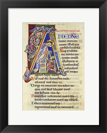 Framed Psalm 24, Initial A. In Albani Psalter Print