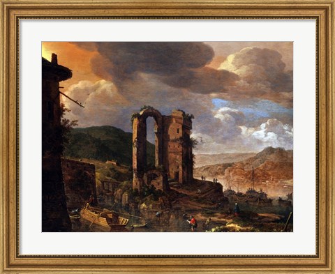 Framed Landscape with Roman Ruin Print