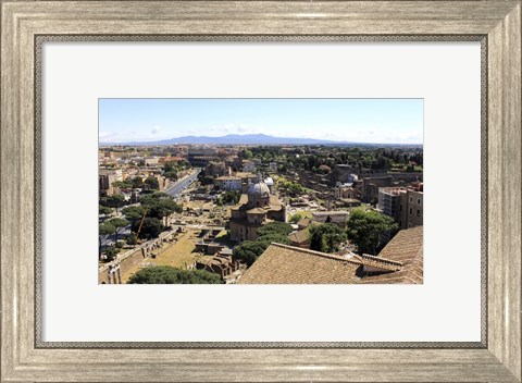 Framed View of Monument to Vittorio Emanuele II to Forum Romanum and Colosseum, Rome, Italy Print