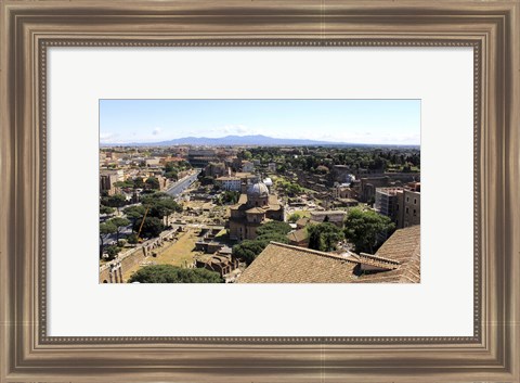 Framed View of Monument to Vittorio Emanuele II to Forum Romanum and Colosseum, Rome, Italy Print