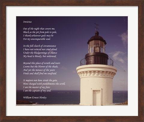 Framed Invictus Poem (lighthouse) Print