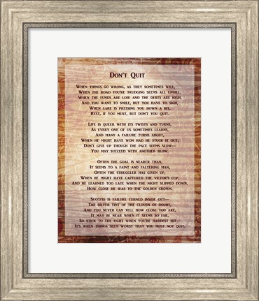 Framed Don&#39;t Quit Poem Print