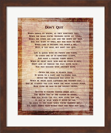 Framed Don&#39;t Quit Poem Print