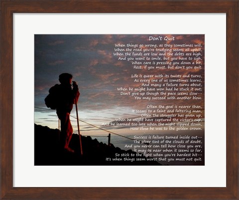 Framed Don&#39;t Quit - hiker Print