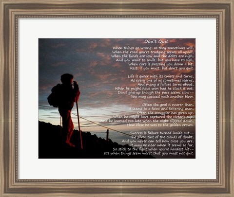 Framed Don&#39;t Quit - hiker Print