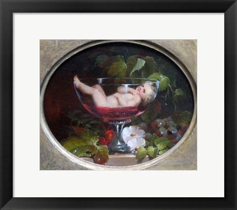 Framed Cupid in a Wine Glass Print