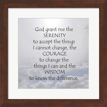 Framed Serenity Prayer - clouds Print