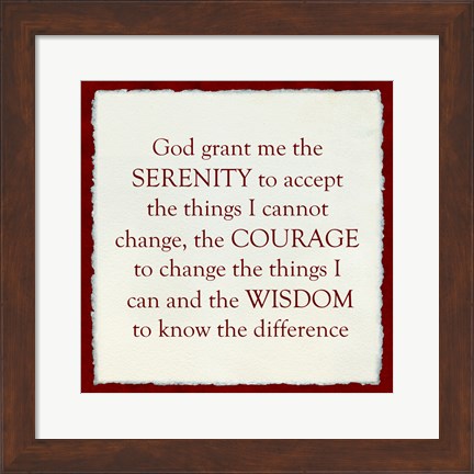 Framed Serenity Prayer - red border Print