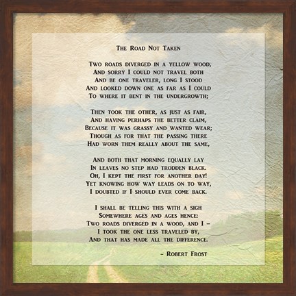 Framed Robert Frost Road Less Traveled Poem Print