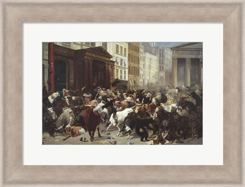 Framed Wall Street: Bulls &amp; Bears Print