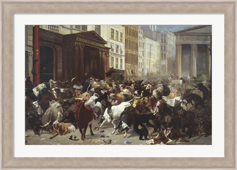 Framed Wall Street: Bulls &amp; Bears Print