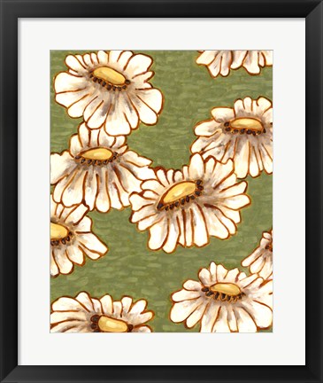 Framed Mums on Green I Print