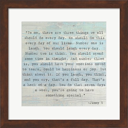 Framed Three Things, Jimmy V Quote Print