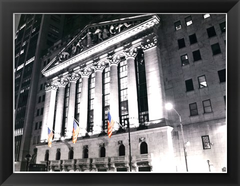 Framed New York Stock Exchange at Night Print