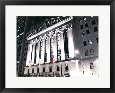 Framed New York Stock Exchange at Night Print