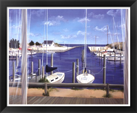 Framed Window on Deon Harbor Print