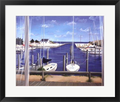 Framed Window on Deon Harbor Print