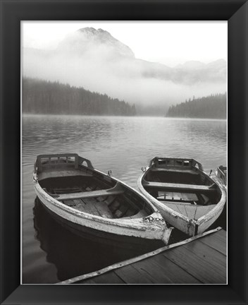 Framed Two Rowboats at Pier Print