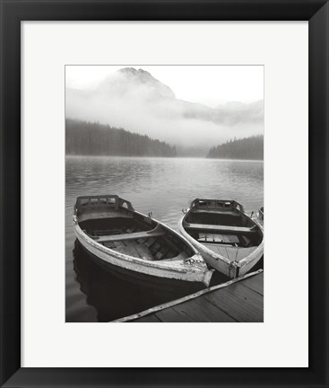 Framed Two Rowboats at Pier Print