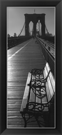 Framed Brooklyn Bridge Benches Print