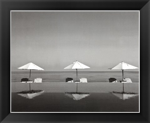 Framed Umbrellas by the Sea Print