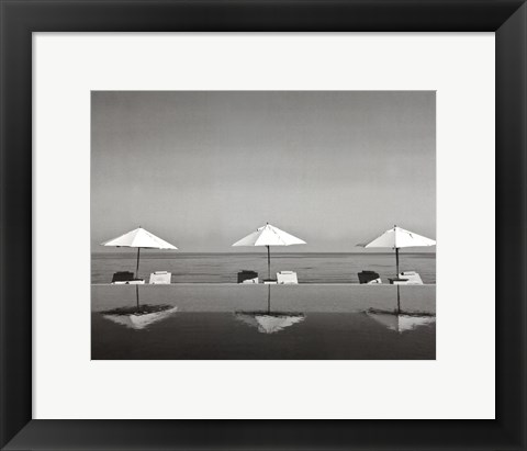 Framed Umbrellas by the Sea Print