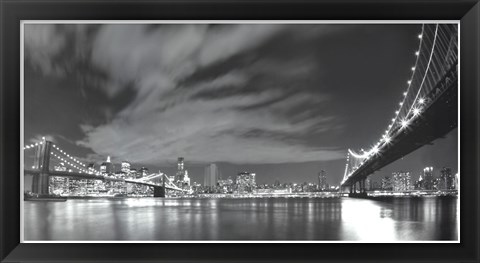 Framed Brooklyn and Manhattan Bridge at Night II Print