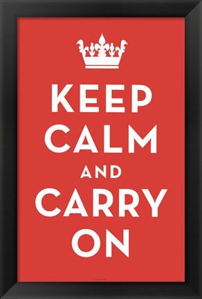 Framed Keep Calm and Carry On (Red) Print