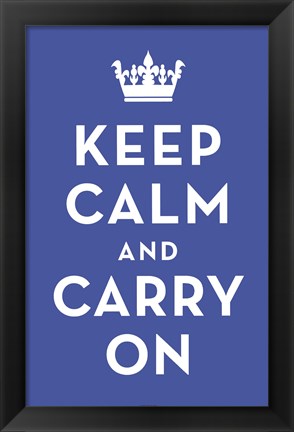 Framed Keep Calm and Carry On (Light Blue) Print