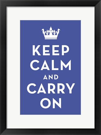 Framed Keep Calm and Carry On (Light Blue) Print