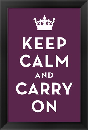 Framed Keep Calm and Carry On (Purple) Print