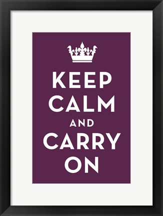 Framed Keep Calm and Carry On (Purple) Print