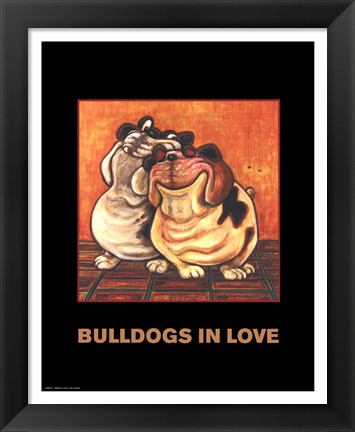 Framed Bulldogs in Love Print