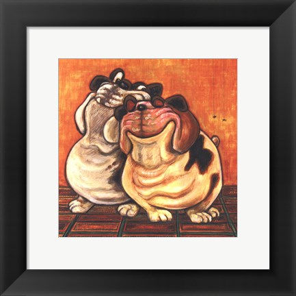 Framed Bulldogs in Love Print