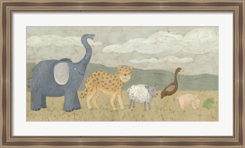 Framed Animals All in a Row I Print