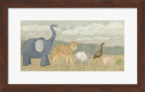 Framed Animals All in a Row I Print