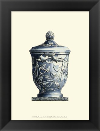 Framed Blue Porcelain Urn I Print