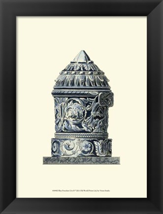 Framed Blue Porcelain Urn II Print