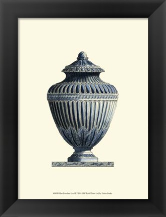 Framed Blue Porcelain Urn III Print