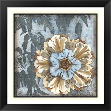 Framed Rosette with Leaves I Print