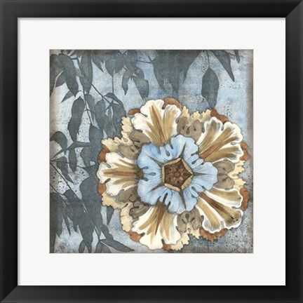 Framed Rosette with Leaves I Print