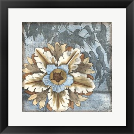 Framed Rosette with Leaves II Print