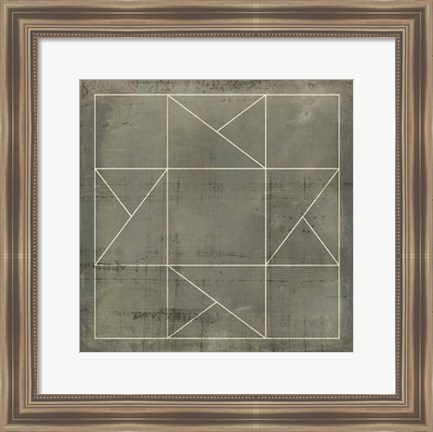 Framed Geometric Blueprint II Print