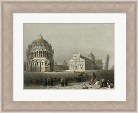 Framed Baptistry, Cathedral &amp;Leaning Tower Print